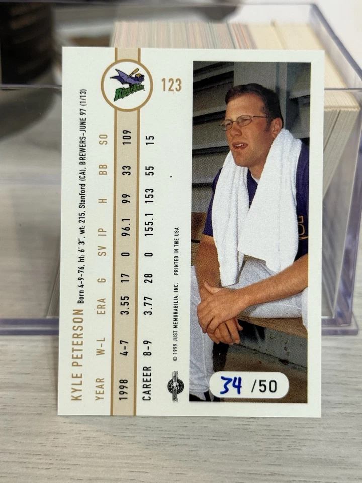 RARE! 1999 Just Minors Kyle Peterson Black Border #123 Louisville Riverbat 34/50 - Image 2 of 2