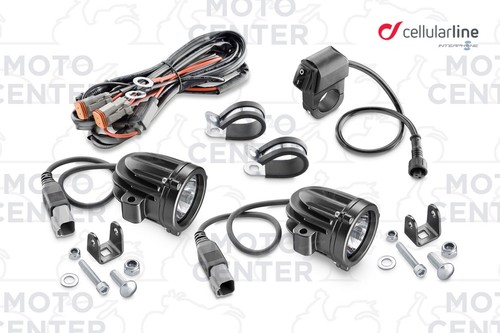 KIT FARETTI LED MOTO 10W SPOT AUSILIARI INTERPHONE CELLULAR LINE CON OMOLOGAZION - Imagen 2 de 4