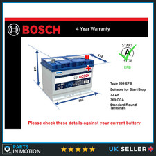EFB Car Battery S4E41 Bosch 068 EFB 760A 72Ah 4Yr WTY 260x173x225 Start Stop