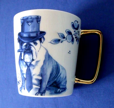 "Hundebecher mit Zigarre"  Heinen Delfts Blauw  Winston Churchill  Tasse Hund - Bild 1 von 4