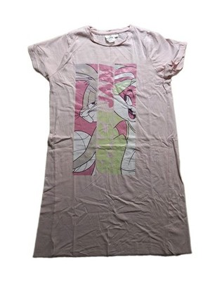 Cooles rosa Nachthemd Gr.146/152  Bugs+Lola Bunny Space Jam Schlafshirt Mädchen