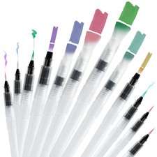 12Pcs Watercolor Brush Pens, Premium Leakproof Water Brush Pen with 6 Assorted