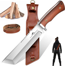 Coltello Da Esterno Con Fodero in Pelle, Coltello Da Sopravvivenza Affilato Con