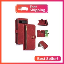 UEEBAI Wallet Case for Google Pixel 7a 5G, 9 Card Slots Retro Leather Wallet Sho