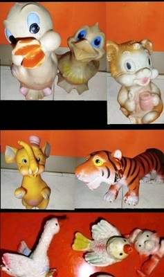 Lot MIX Rubber Animal Dolls Rubber Rubbertoys Delacoste POUET No LEDra LEDRAPLASTic