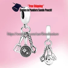 Authentic Pandora Charm, Spatula, Frying Pan and Whisk Dangle Charm 799531C01