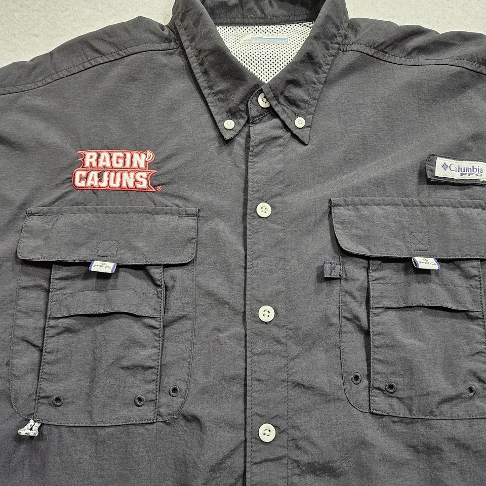 Louisianana Lafayette RAGIN 'CAJUNS  Columbia PFG Bahama Shirt Mens Medium Black - Image 3 of 4