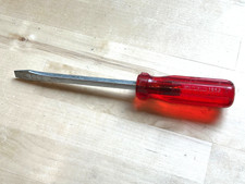 Vintage Ridgid Flathead Screwdriver 1952 - Red Handle - * name inscribed