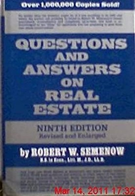 Questions and Answers on Real Estate Hardcover Robert W. Semenow