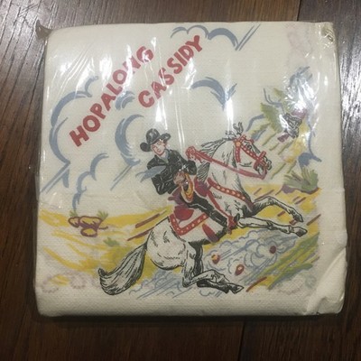 Vintage LOT OF 32 ''Hopalong Cassidy''  Paper Napkins - 1950s - ORIGINAL PKG-NOS