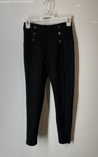 Zara Basic Womens Black Regular Fit Button Front Skinny Leg Ankle Leggings Sz S