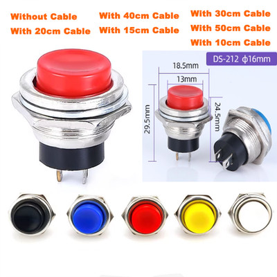 16mm Momentary Push Button Horn Switch 2 Pin Black White Green OFF (ON) 250V/3A