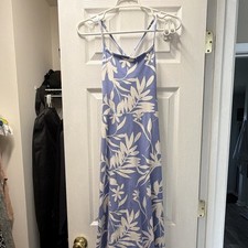 Pact Floral Sleeveless A-Line Midi Dress Blue White Cotton S