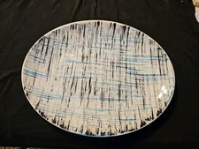  International China Company Swedish  Aqua Blue Black Lines Abstract Platter