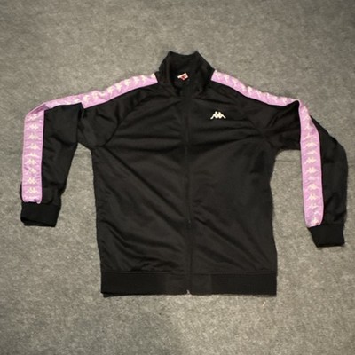 Kappa Men's 2XL Black Purple Track Jacket Full Zip Lightweight Polyester
