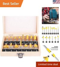 Versatile 15-Piece Router Bit Set: 1/4 Inch Shank Ideal for Precision Woodwork