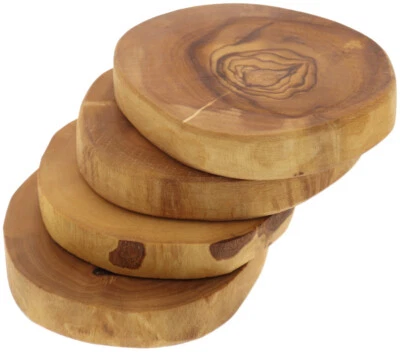 4er-Set Untersetzer Glasuntersetzer Set Bierdeckel D 7 - 10 cm aus Olivenholz - Bild 1 von 4