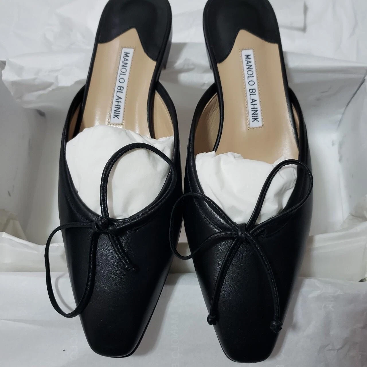 MBT ***NUOVO*** SCARPE SLIDES AUTENTICHE MANOLO BLAHNIK BALLERMIU PELLE ITALIA TG 38