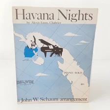 Vintage 1946 Havana Nights Piano Solo Sheet Music by Alexis E Chabrier