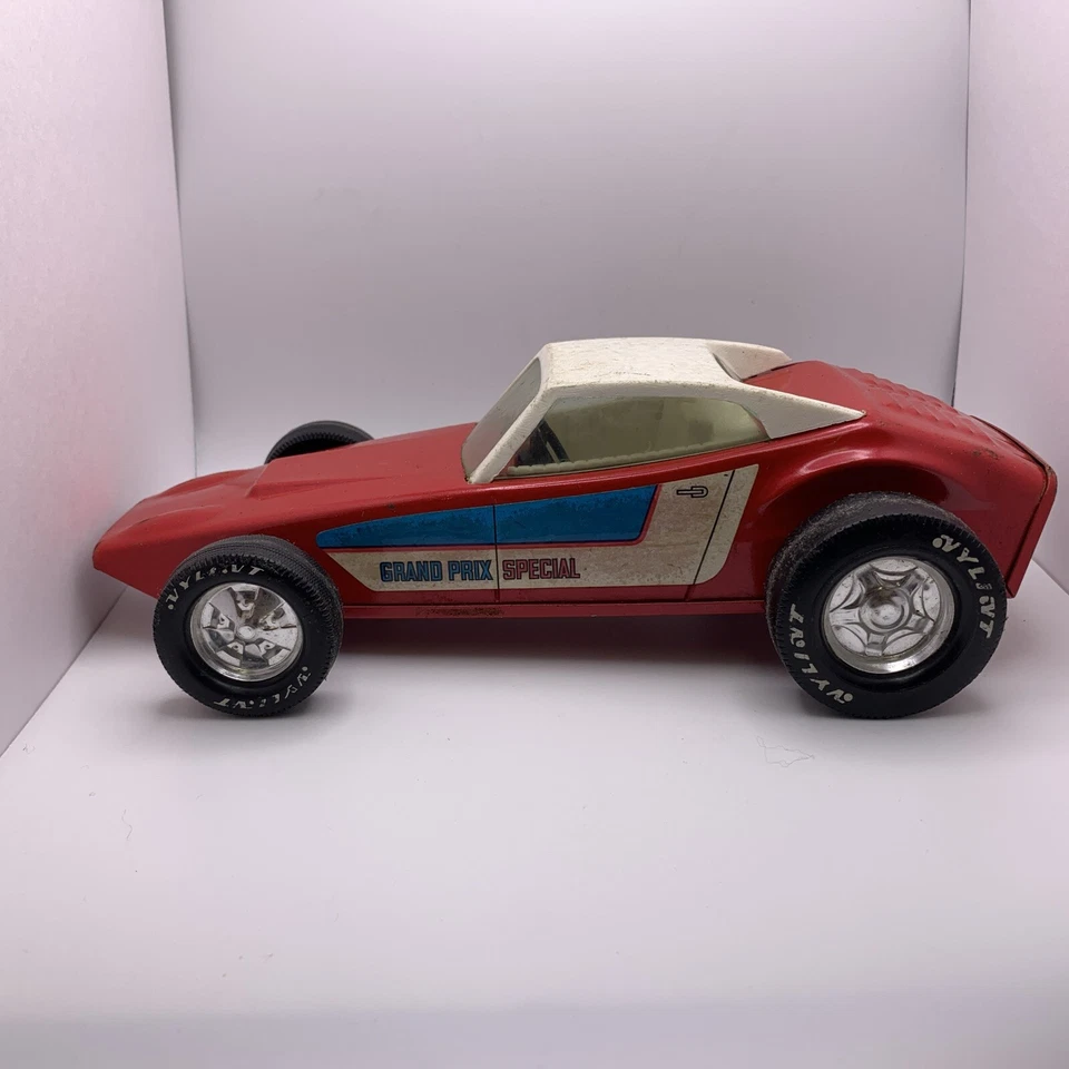 Coche de carreras de arrastre especial Nylint Grand Prix rojo y blanco de colección de acero prensado Foto 3 de 4
