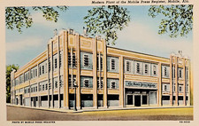 Newspaper Building: Mobile Press Register, Mobile, AL. 1945 Linen.