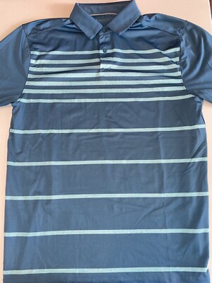 UNDER ARMOUR Playoff Golf Polo Shirt - Medium - Blue Striped - Heatgear Spieth