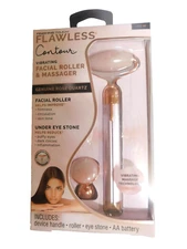 Finishing Touch Flawless Contour Vibrating Facial Roller & Massager Rose Quartz