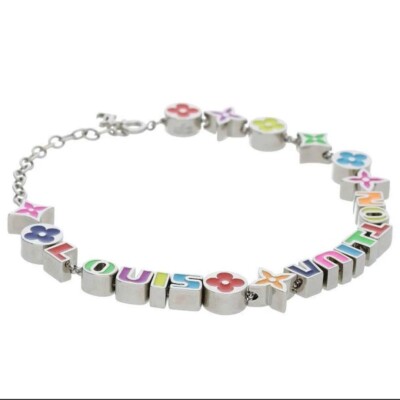 LOUIS VUITTON Monogram Party Bracelet Silver Multicolor LOUIS VUITTON Monogram Party Bracelet Silver Multicolor