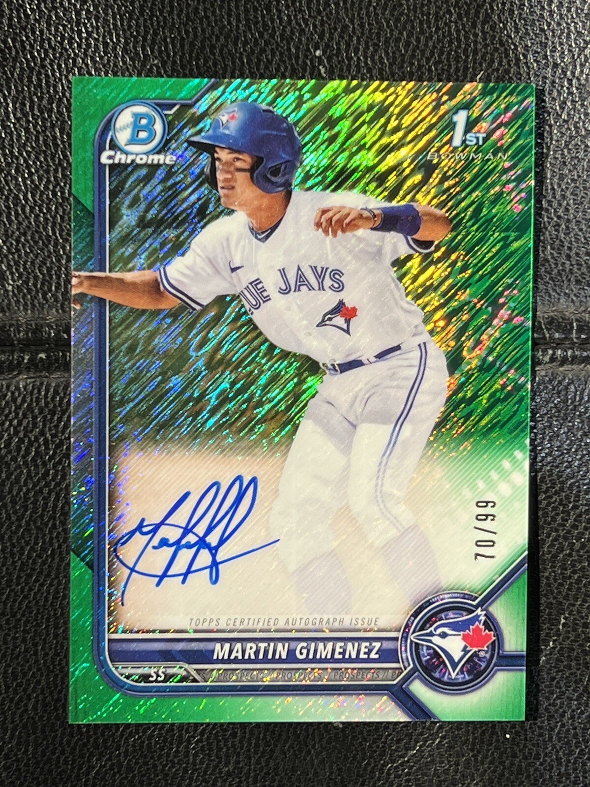 MARTIN GIMENEZ 2022 Bowman Chrome Green Shimmer Refractor Auto 70/99 1st