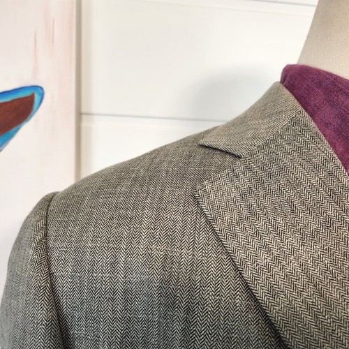 Alan Flusser Mens Three Button Blazer Jacket Grey Herringbone Wool Linen Sz 42R - Picture 5 of 13