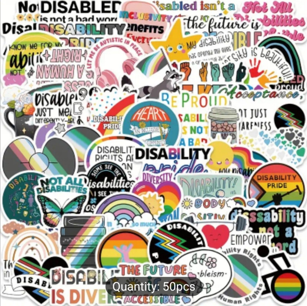 20 PCS Disability Pride Awareness Stickers - Brand New Vinyl Decals