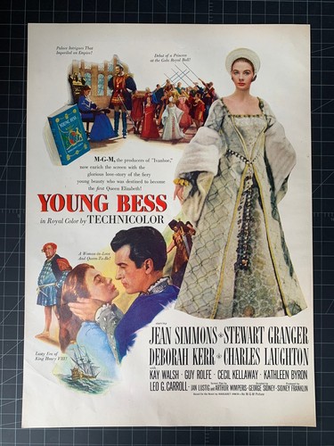 Vintage 1950s “Young Bess” Film Print Ad - Jean Simmons - Stewart Granger