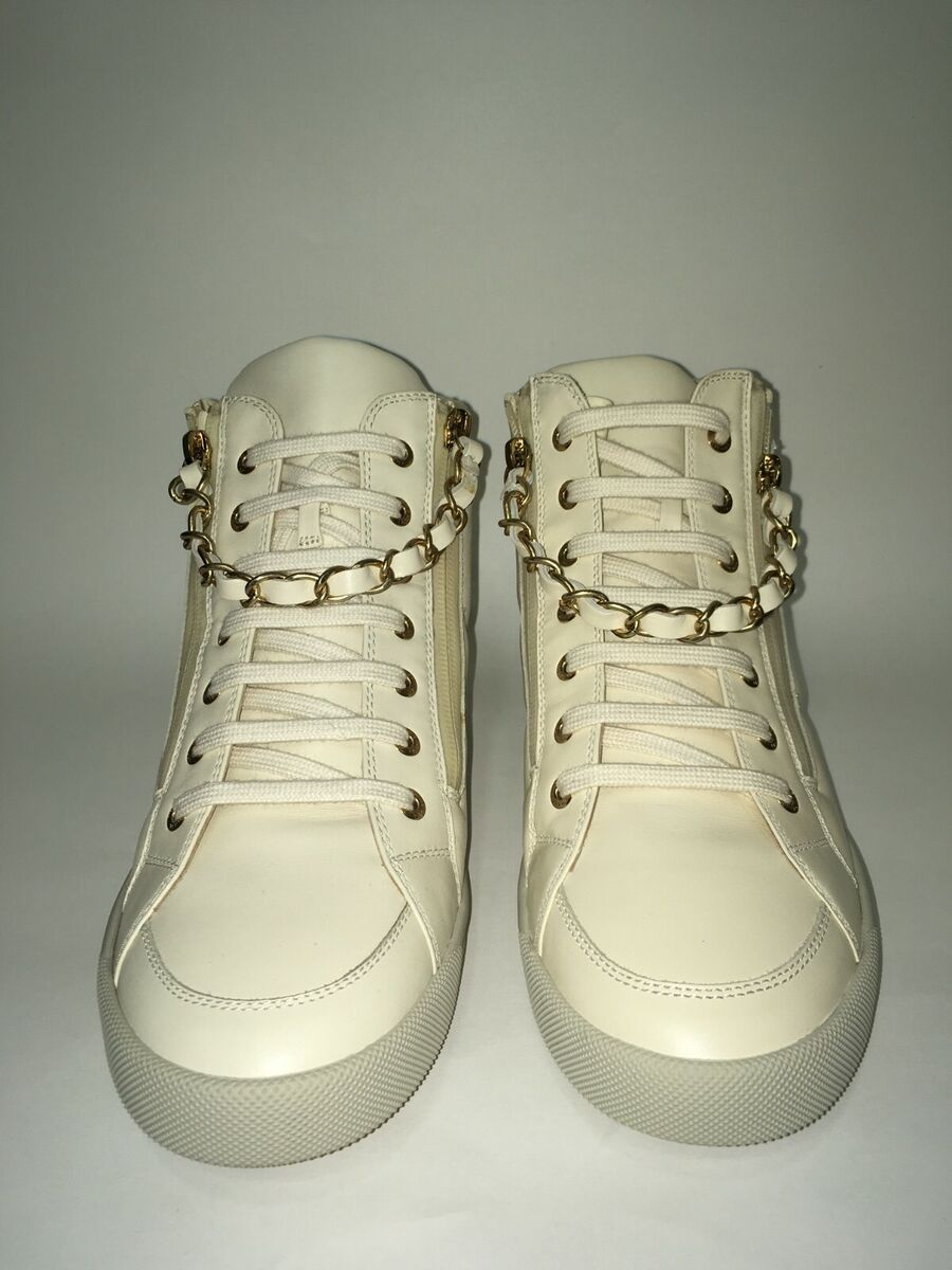 CHANEL TRAINER HIGH TOP CREAM CHAIN SNEAKERS EU 40.5 | eBay CHANEL TRAINER HIGH TOP CREAM CHAIN SNEAKERS EU 40.5 | eBay
