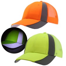 New Reflective High Visibility Neon Orange Yellow Mesh Back Baseball Cap Hat