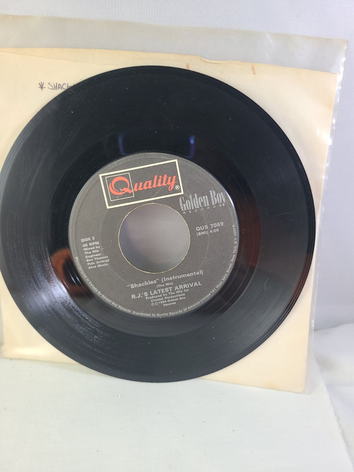 RJ'S LATEST ARRIVAL SHACKLES / INSTRUMENTAL Used Vinyl Record 45