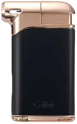 Black & Rose Gold Colibri Pacific Air Angled Soft Flame Pipe Lighter - 9109