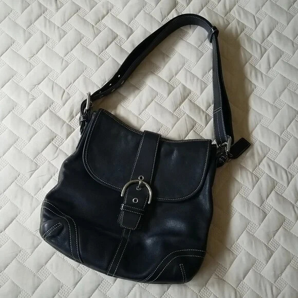 Vintage Coach Soho Black Leather Shoulder Hobo Crossbody Bag Vintage Coach Soho Black Leather Shoulder Hobo Crossbody Bag