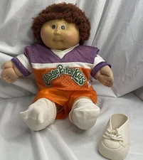 Cabbage Patch Doll Football 16" Red Head Brown Eyes Shoe 1982-84 VTG - One Shoe