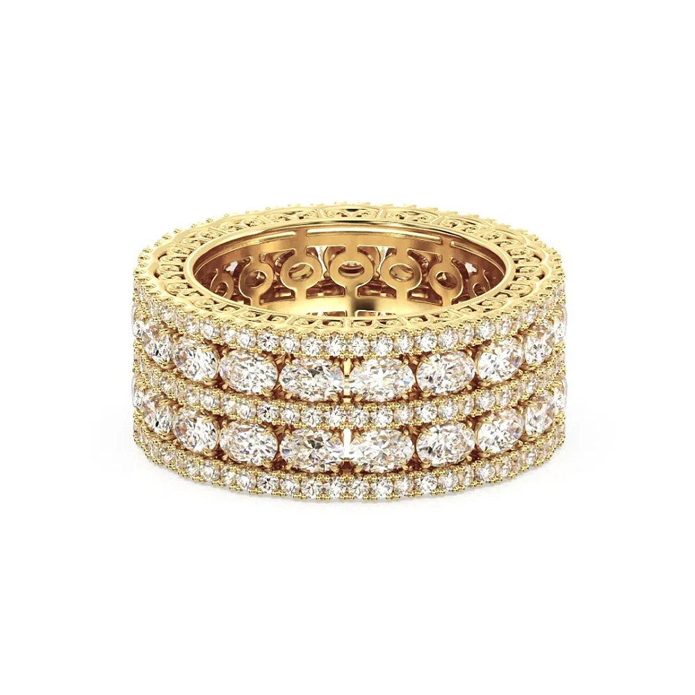 Diamond Engagement Eternity Lab Created Oval 7 Carat 18k Yellow Gold Band 10.2MM