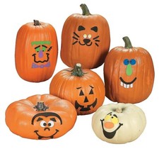 Bulk 48 Halloween Faces Stick-on Foam Pumpkin Decorating Sets Easy Kids Crafts