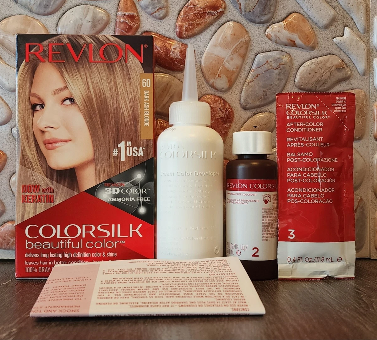 5PK REVLON COLORSILK 3D BEAUTIFUL COLOR 60 DARK ASH BLONDE PERMANENT NO AMMONIA