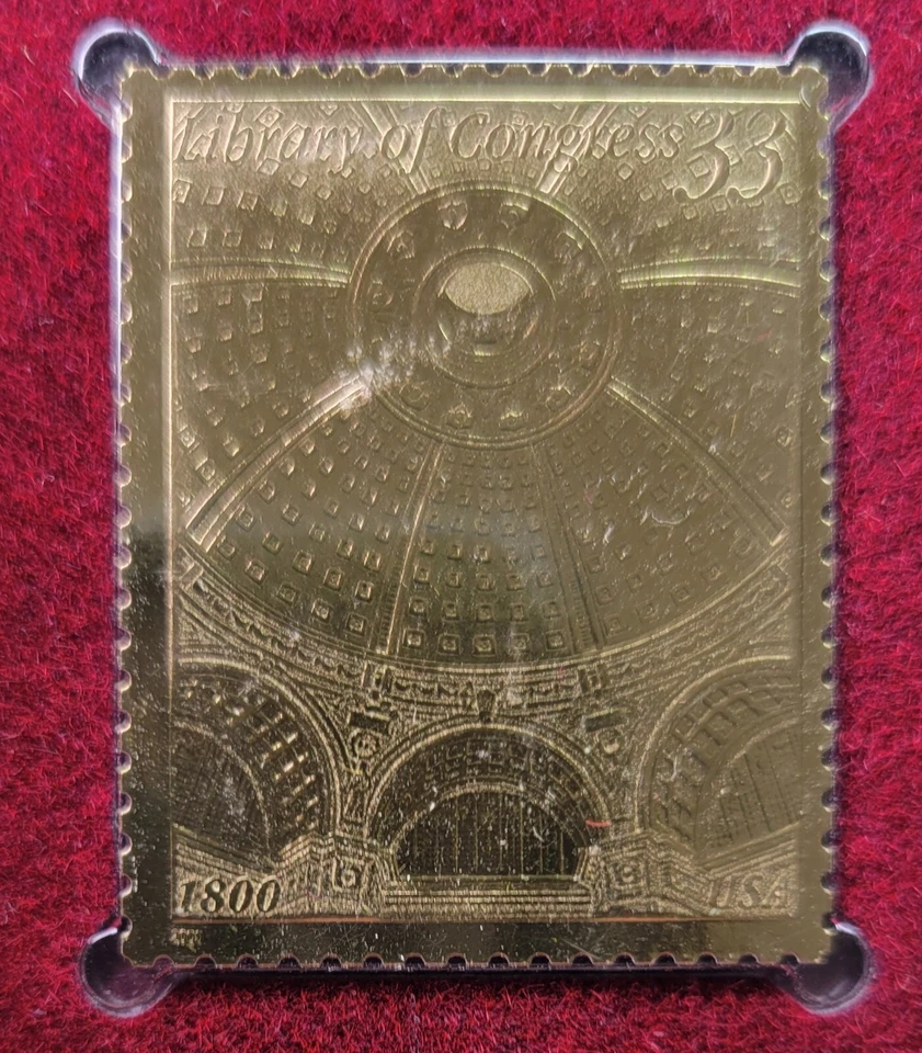 1st Day Issue 22kt Gold Stamp & Envelope - Library Of Congress 200th Anniversary - Image 2 of 3