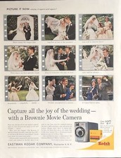 1961 Kodak Brownie Movie Camera VTG 1960s 60s PRINT AD Wedding Bride Grooms Pics