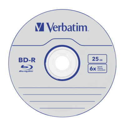 5 Verbatim Blu Ray 43837 25GB 6x Speed Non Printable Blank BD-R Discs Sleeves