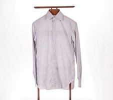 Recent ERMENEGILDO ZEGNA White Gray Black Check Spread Collar Dress Shirt 15 38