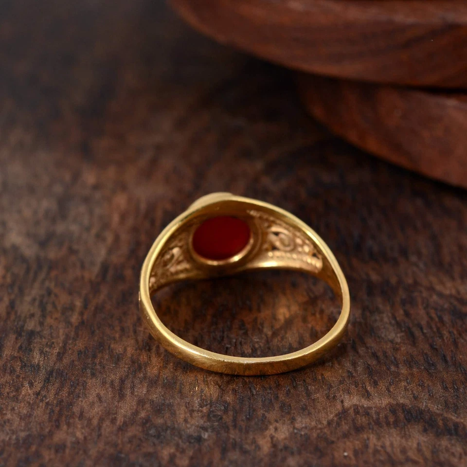 Carnelian 戒指黄铜女式戒指承诺订婚戒指手工制作礼物给她 — 第 4/4 张图片
