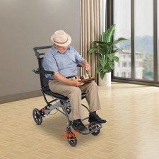 Foldable Transport Wheelchair Portable Traveling Fold Wheel Chair 100kg/220.46lb
