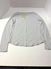 Womens Long Sleeve Soft Light Shirt HEMMED BACK Size XS Heather Grey