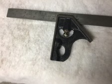 Vintage Cast Iron Angle Square  With Steel Rule