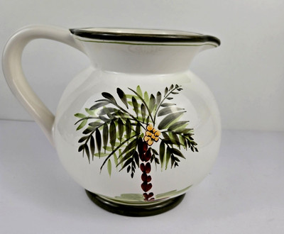 La Mode Decor Palm Tree Ceramic Pitcher